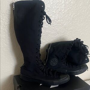 Converse Black Knee-High Lace-Up Boots